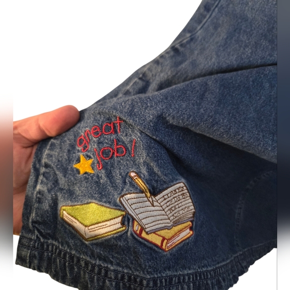 Vintage 90s Teachee Disney Blue Denim Maxi Dress with Embroidered Characters - Picture 2 of 4